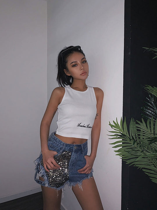 Heidi-Mode | Rivet Denim Shorts Aushöhlen