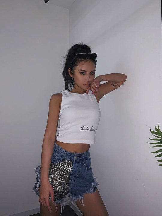 Heidi-Mode | Rivet Denim Shorts Aushöhlen