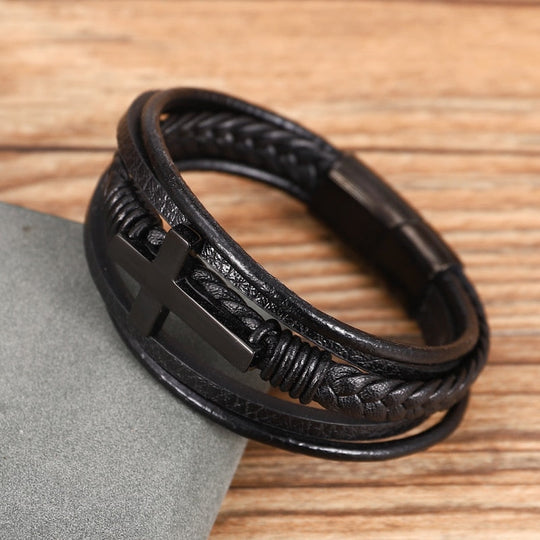 Heidi-Mode - Stilvolle schwarze Cross-Armbanduhr für Männer