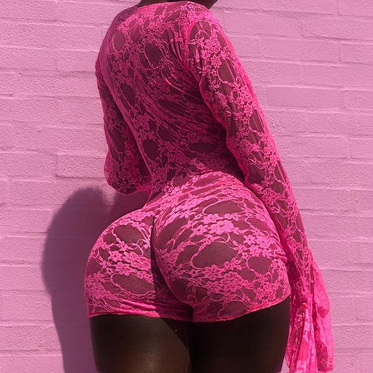 Heidi-Mode | Sexy Fashion Jumpsuits Pink Tiefer Vausschnitt