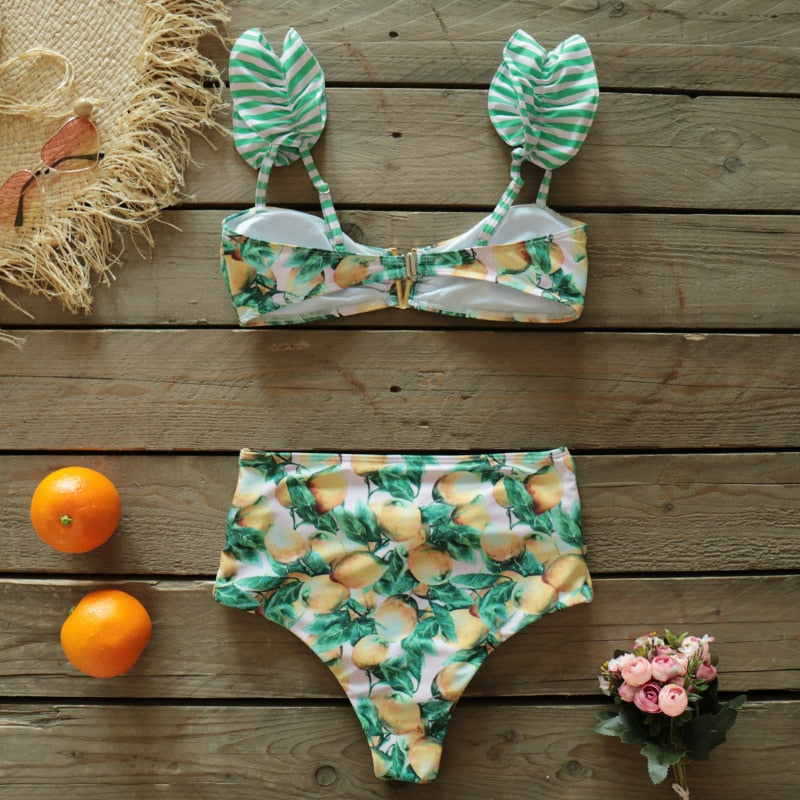 Heidi-Mode | Push-up Gepolsterter Bh mit Rüschen für einen eleganten Bikini Satz