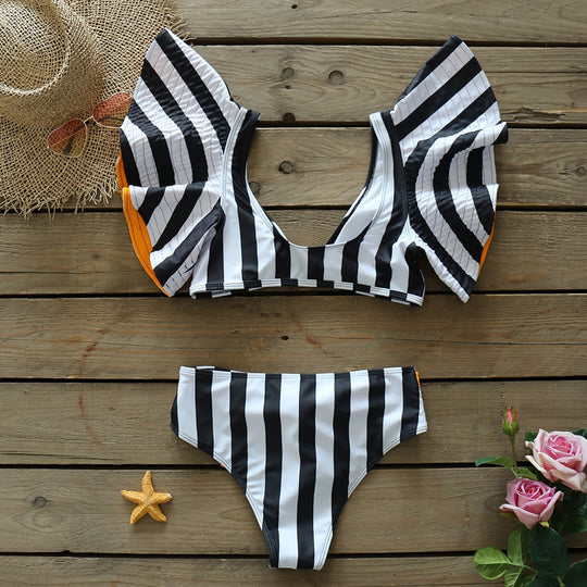 Heidi-Mode | Push-up Gepolsterter Bh mit Rüschen für einen eleganten Bikini Satz