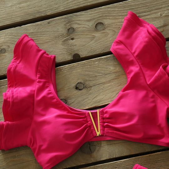 Heidi-Mode | Push-up Gepolsterter Bh mit Rüschen für einen eleganten Bikini Satz