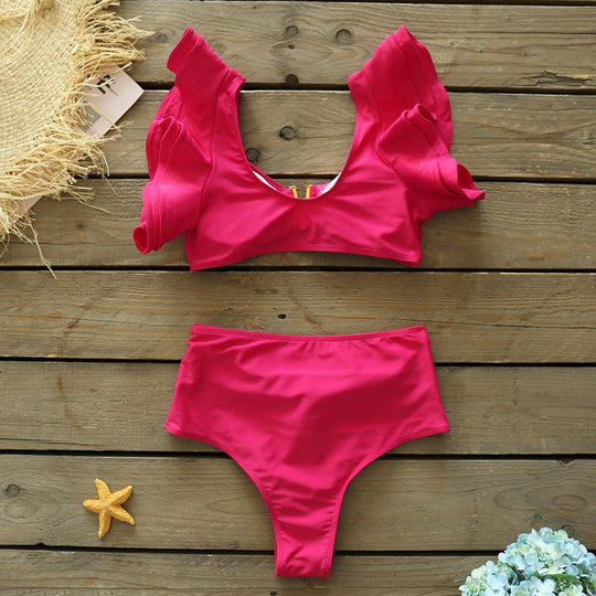Heidi-Mode | Push-up Gepolsterter Bh mit Rüschen für einen eleganten Bikini Satz