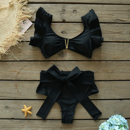 Heidi-Mode | Push-up Gepolsterter Bh mit Rüschen für einen eleganten Bikini Satz