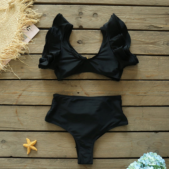 Heidi-Mode | Push-up Gepolsterter Bh mit Rüschen für einen eleganten Bikini Satz