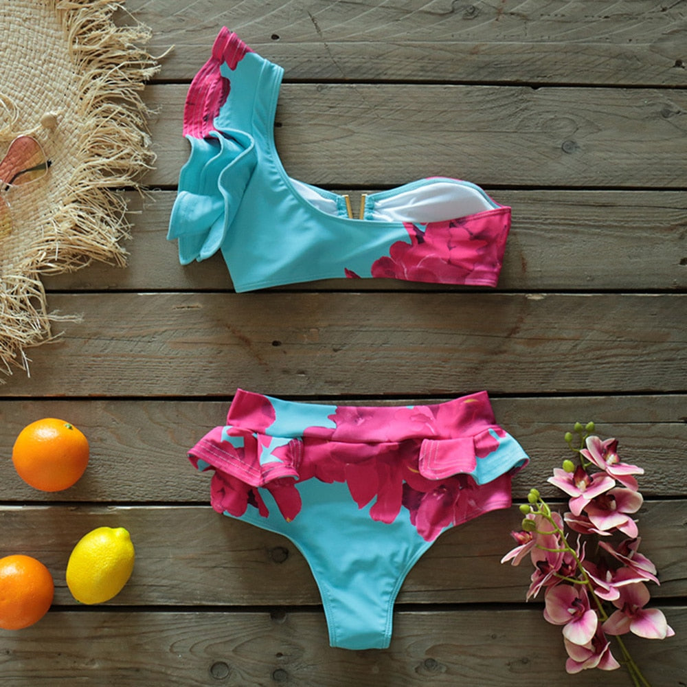 Heidi-Mode | Push-up Gepolsterter Bh mit Rüschen für einen eleganten Bikini Satz