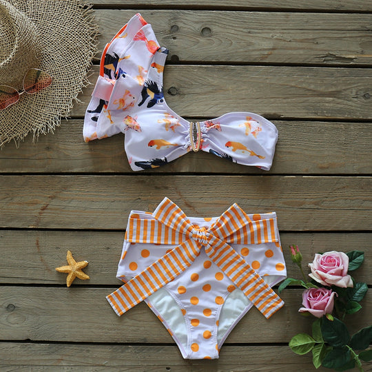 Heidi-Mode | Push-up Gepolsterter Bh mit Rüschen für einen eleganten Bikini Satz