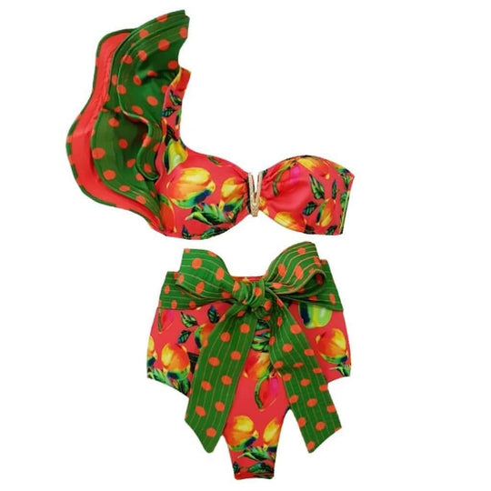 Heidi-Mode | Push-up Gepolsterter Bh mit Rüschen für einen eleganten Bikini Satz