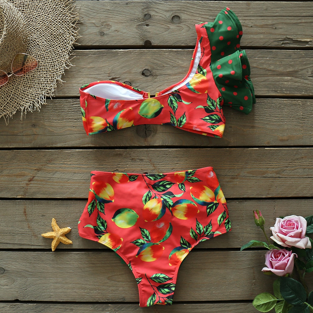 Heidi-Mode | Push-up Gepolsterter Bh mit Rüschen für einen eleganten Bikini Satz