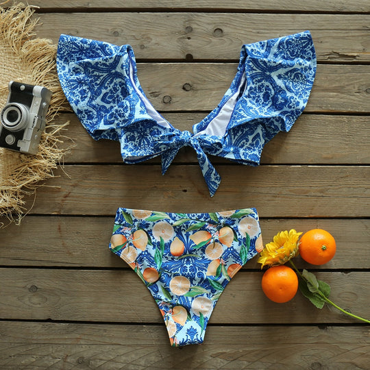 Heidi-Mode | Push-up Gepolsterter Bh mit Rüschen für einen eleganten Bikini Satz