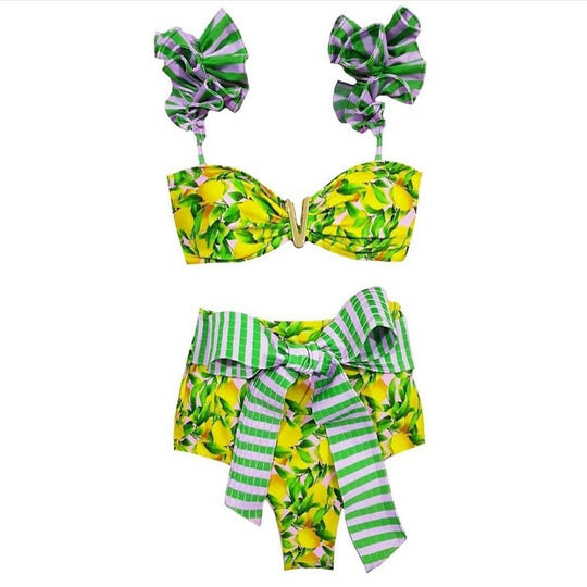 Heidi-Mode | Push-up Gepolsterter Bh mit Rüschen für einen eleganten Bikini Satz