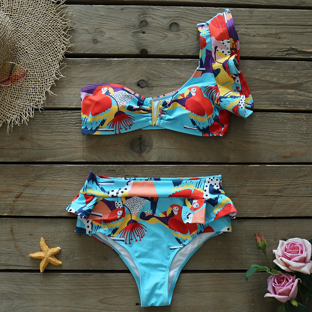 Heidi-Mode | Push-up Gepolsterter Bh mit Rüschen für einen eleganten Bikini Satz