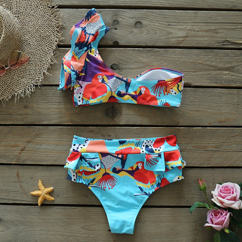 Heidi-Mode | Push-up Gepolsterter Bh mit Rüschen für einen eleganten Bikini Satz