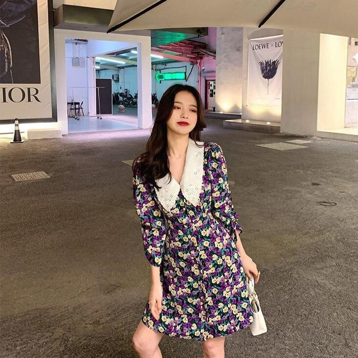 Heidi-Mode | Floral Kleid mit Peter Pan Kragen