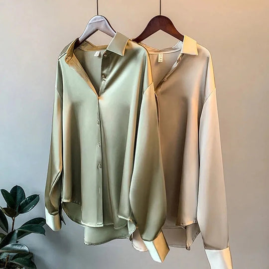 Heidi-Mode | Moderne Seidenbluse für Damen mit Knöpfen
