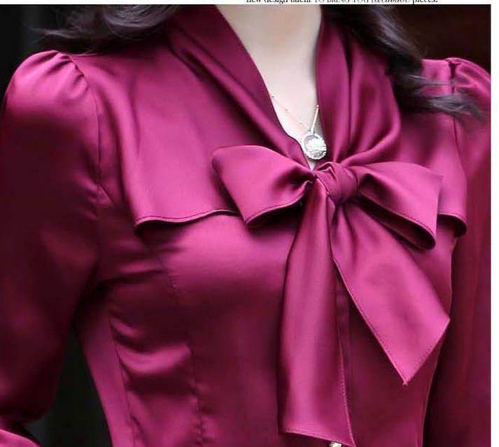 Heidi-Mode | Langarm Vausschnitt Schleifen Satin Hemden