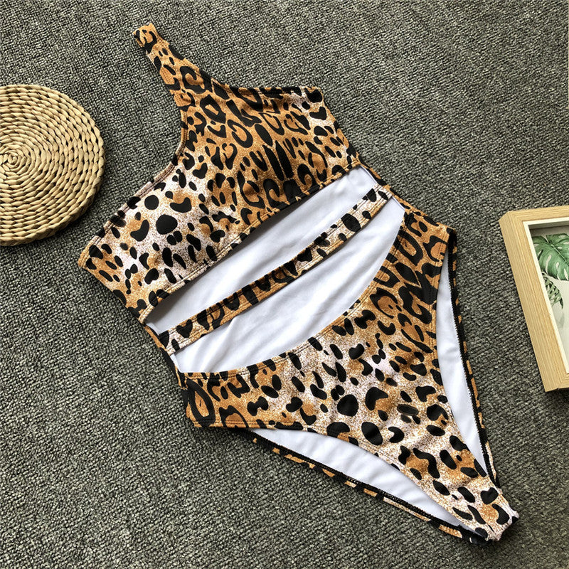 Heidi-Mode | Roter Leopardenbadeanzug Einteiler Bandage Sexy Bikini Pushup