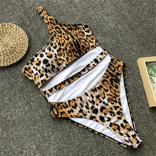 Heidi-Mode | Roter Leopardenbadeanzug Einteiler Bandage Sexy Bikini Pushup