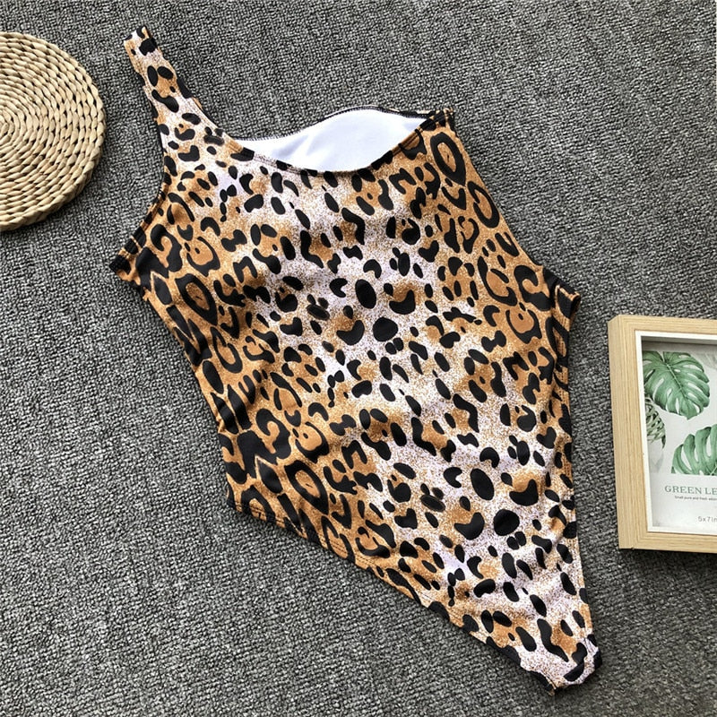 Heidi-Mode | Roter Leopardenbadeanzug Einteiler Bandage Sexy Bikini Pushup