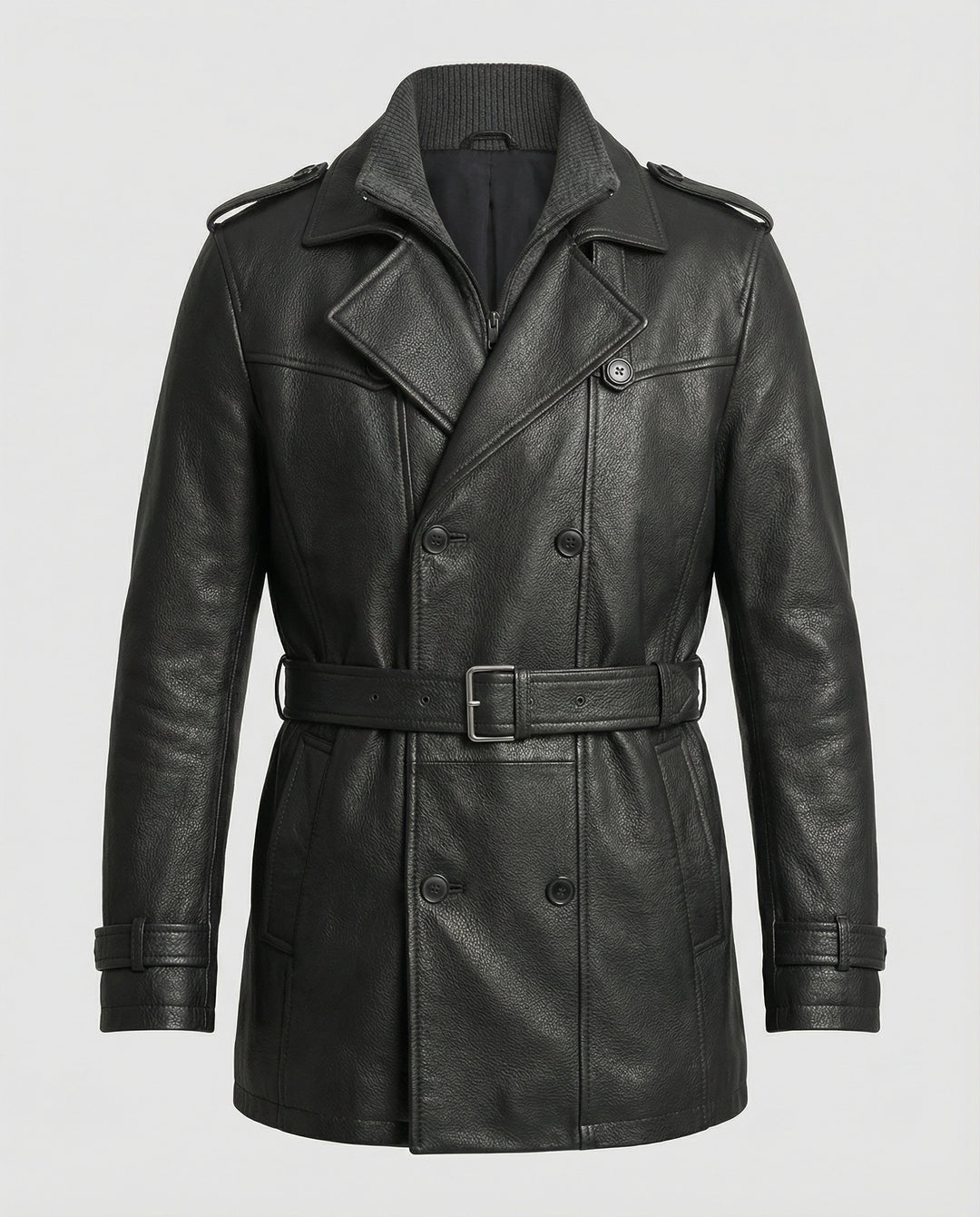 Heidi-Mode | Doppelreihiger Leder-Trenchcoat Herren