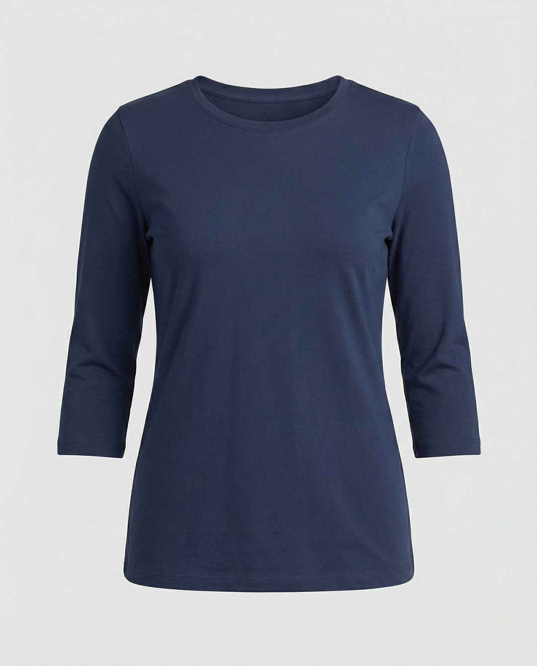 Damen Lässiges Oberteil mit Eleganten 3/4-Ärmeln und Geschwungenem Saum Heidi-Mode