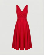 Midi-Kleid in A-Linie, Reißverschluss, Riemen, V-Ausschnitt, ärmellos, elegant, für Damen, Cocktailparty