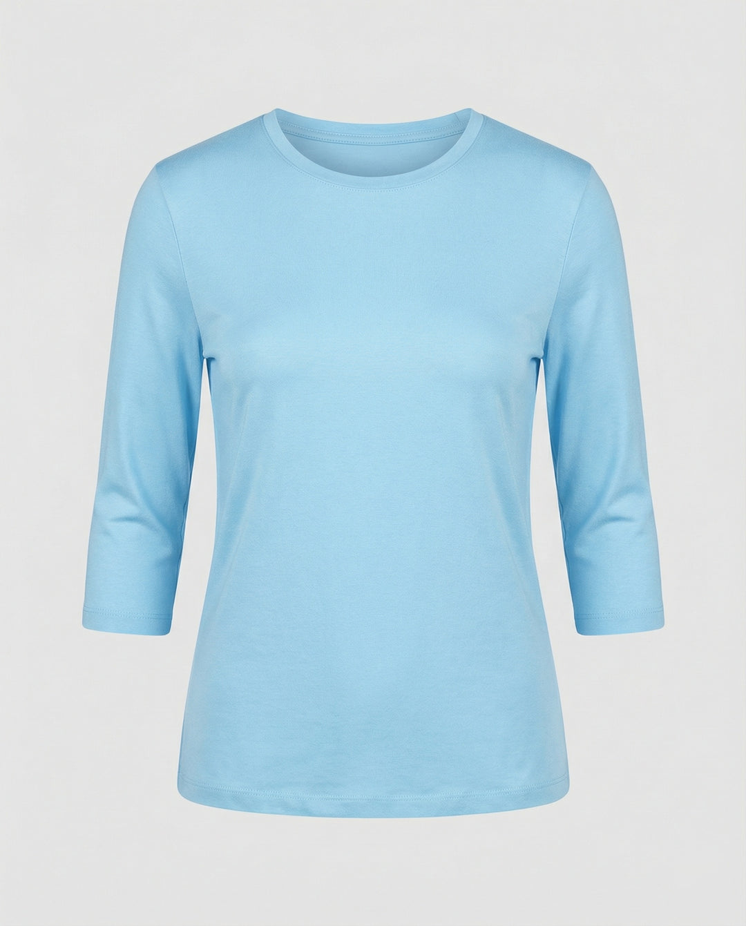 Damen Lässiges Oberteil mit Eleganten 3/4-Ärmeln und Geschwungenem Saum Heidi-Mode