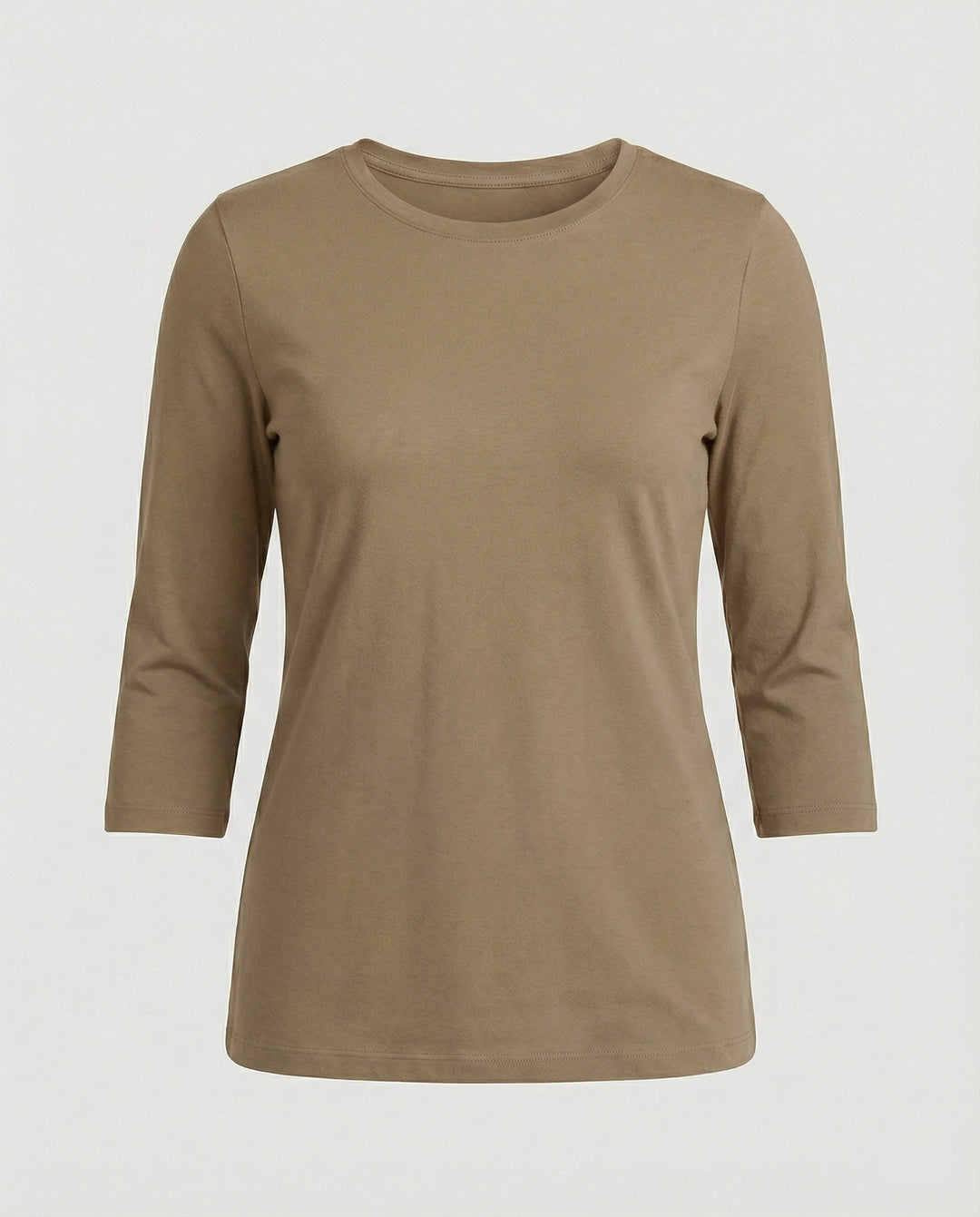 Damen Lässiges Oberteil mit Eleganten 3/4-Ärmeln und Geschwungenem Saum Heidi-Mode