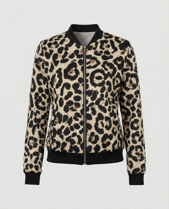 Damen Glänzende Bomberjacke mit Reißverschluss Heidi-Mode