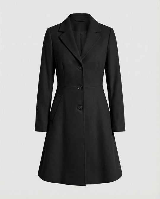 Damen eleganter Langblazer mit modernem Kragen und tailliertem Schnitt Heidi Mode