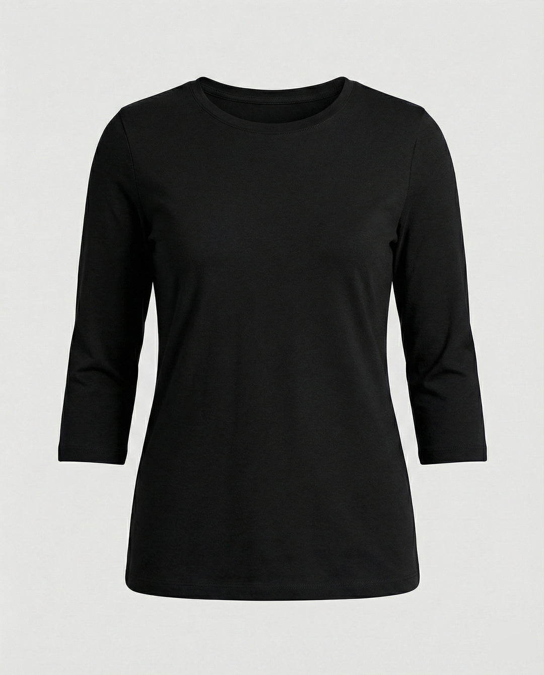 Damen Lässiges Oberteil mit Eleganten 3/4-Ärmeln und Geschwungenem Saum Heidi-Mode