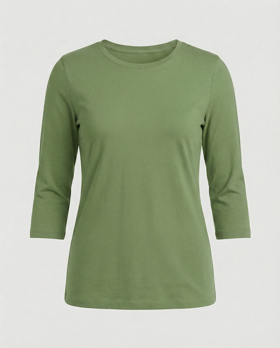 Damen Lässiges Oberteil mit Eleganten 3/4-Ärmeln und Geschwungenem Saum Heidi-Mode