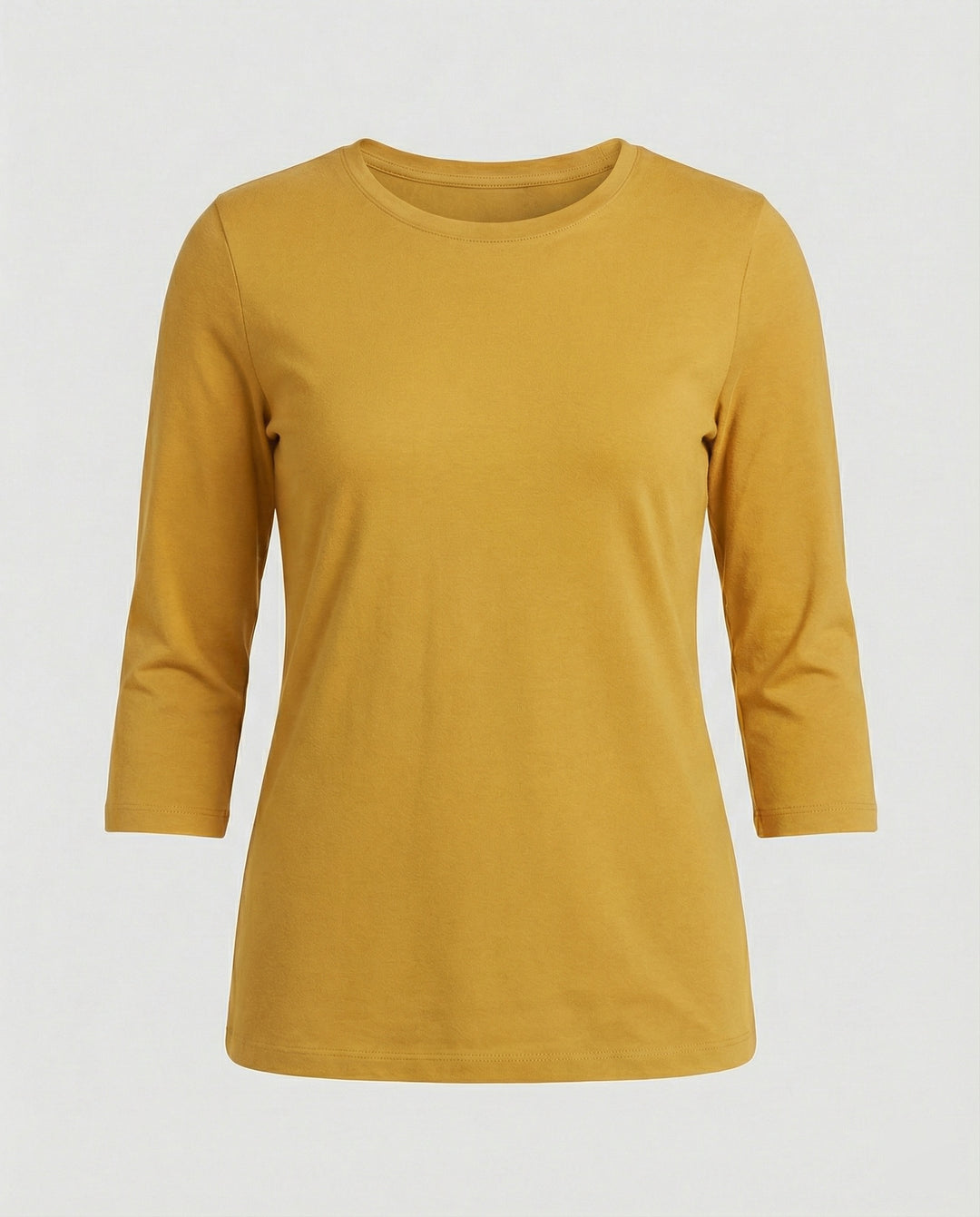 Damen Lässiges Oberteil mit Eleganten 3/4-Ärmeln und Geschwungenem Saum Heidi-Mode