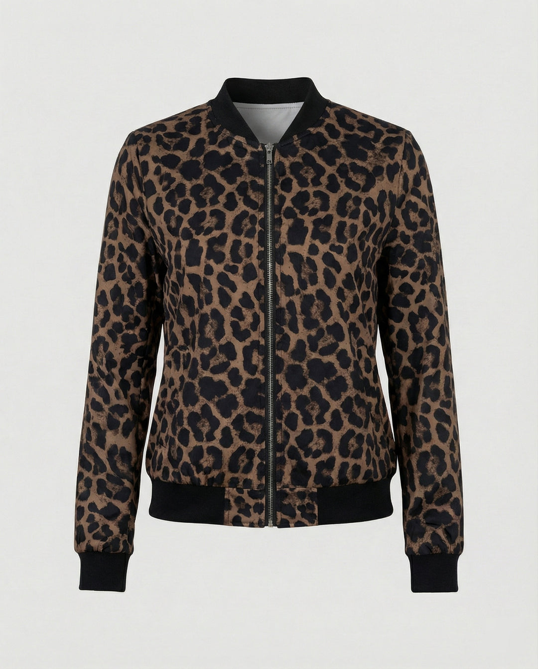 Damen Glänzende Bomberjacke mit Reißverschluss Heidi-Mode