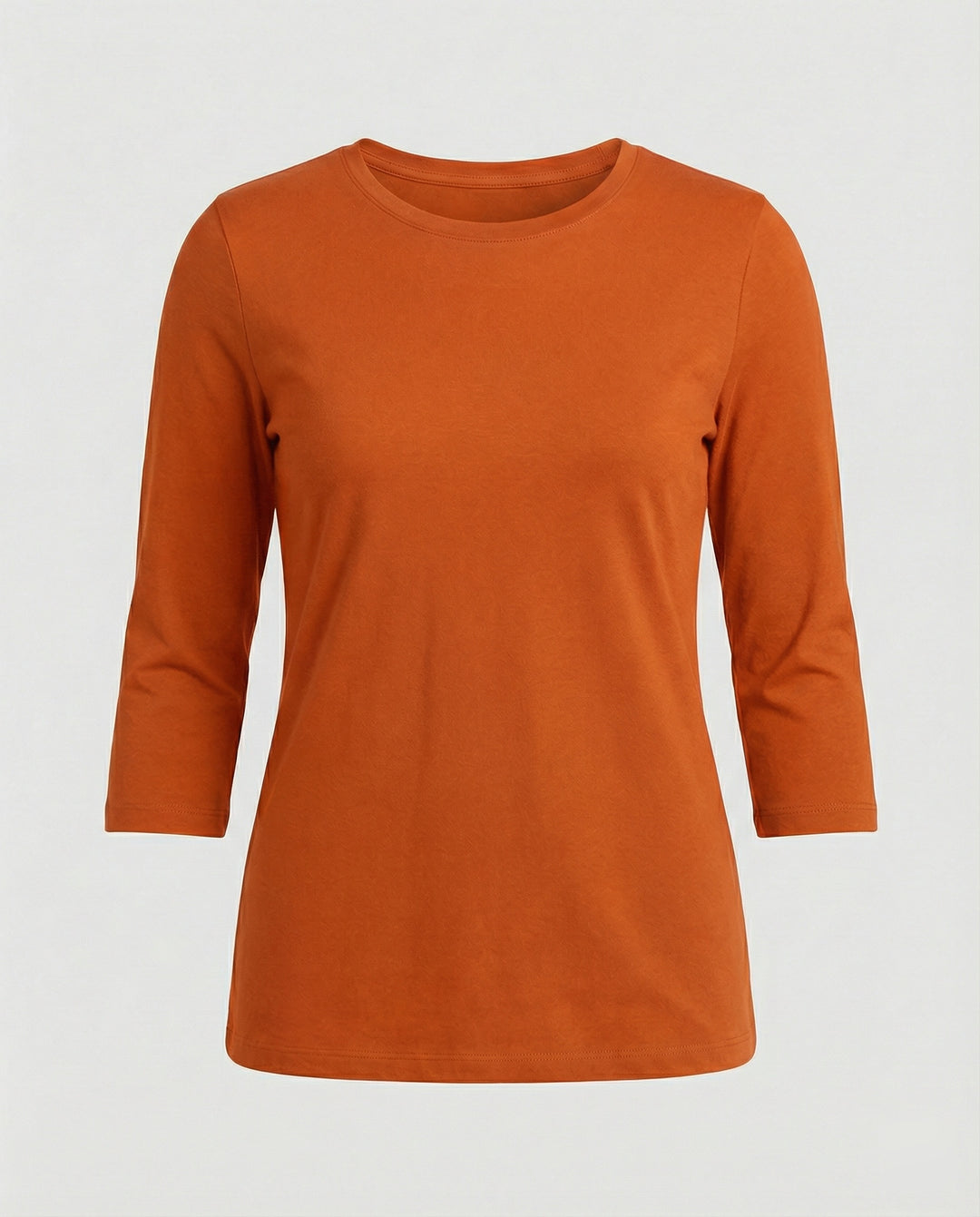 Damen Lässiges Oberteil mit Eleganten 3/4-Ärmeln und Geschwungenem Saum Heidi-Mode