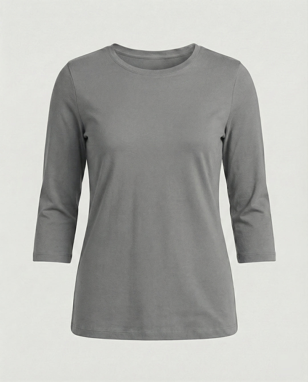 Damen Lässiges Oberteil mit Eleganten 3/4-Ärmeln und Geschwungenem Saum Heidi-Mode