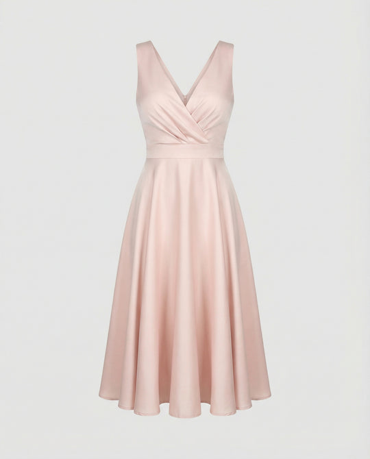 Midi-Kleid in A-Linie, Reißverschluss, Riemen, V-Ausschnitt, ärmellos, elegant, für Damen, Cocktailparty