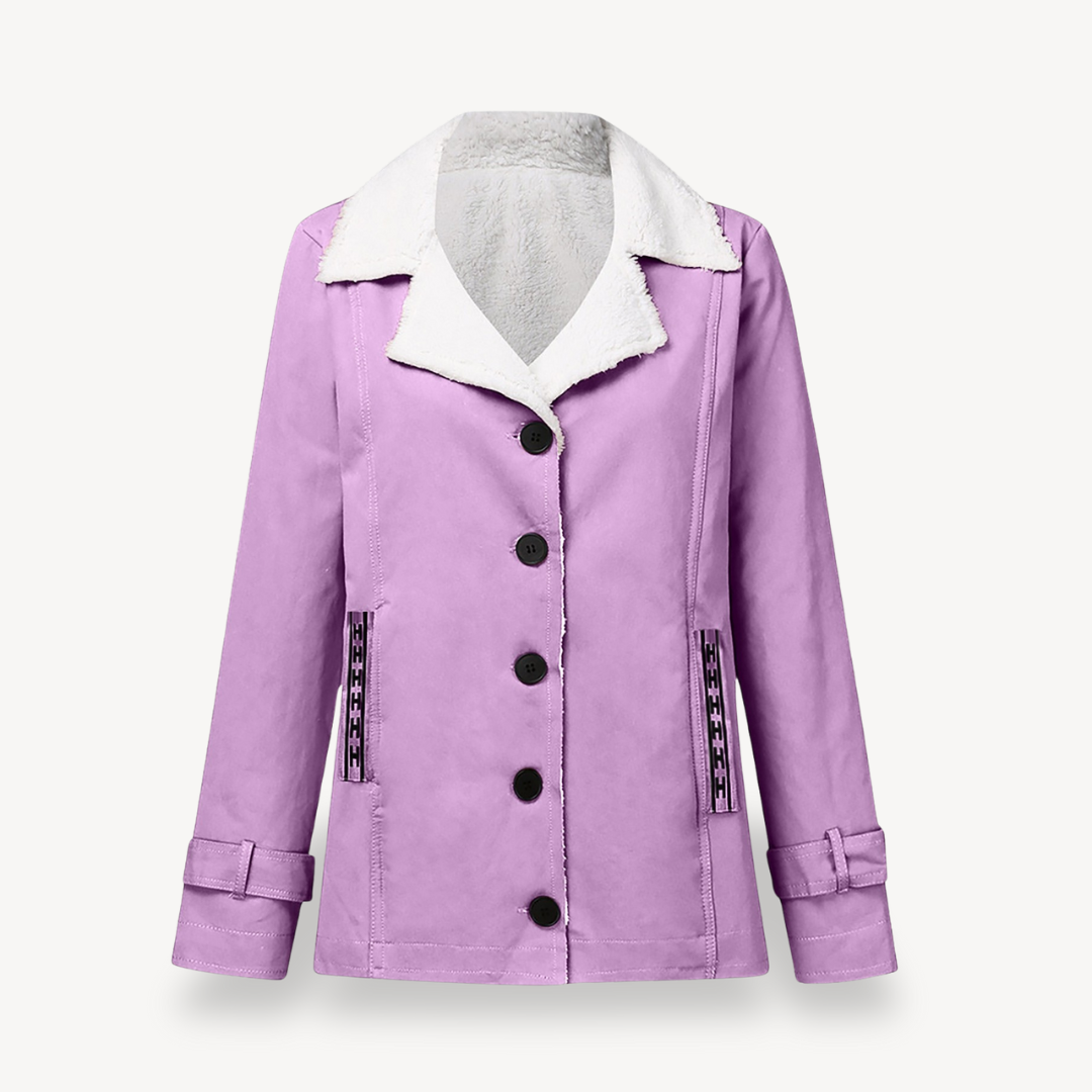 Heidi-Mode | Damen Fleecegefütterter Mantel mit Knöpfen