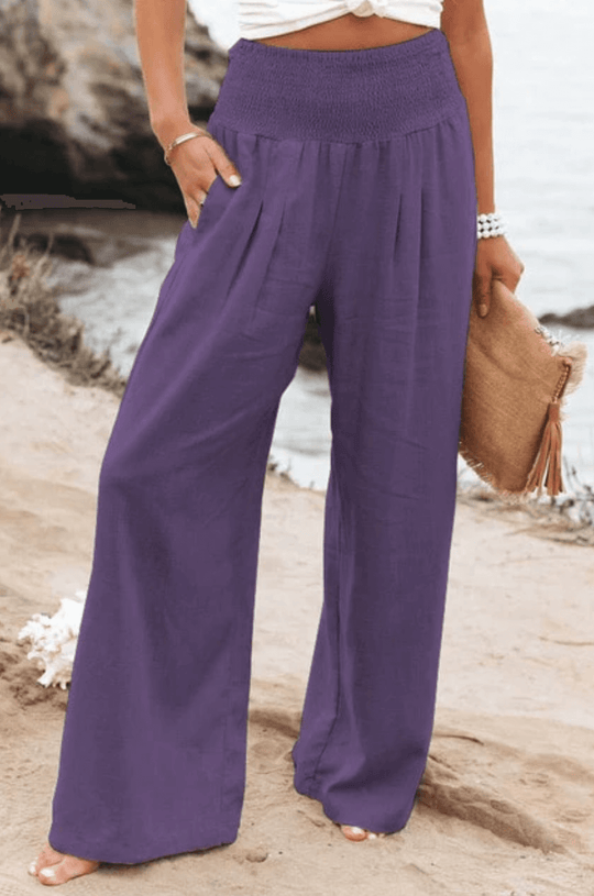 Elegante dehnbare Palazzo-Hose für Damen