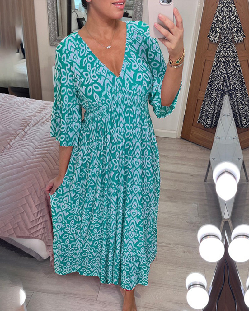 Heidi-Mode | Rotes Bedrucktes Maxikleid