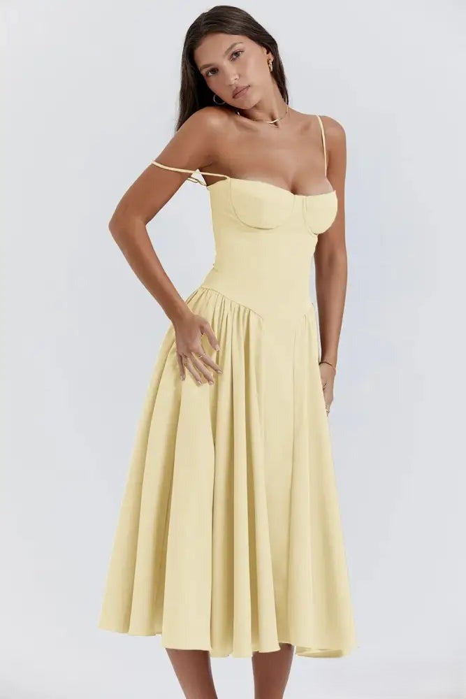 Heidi-Mode | Korsett Midikleid mit Ärmeln Attraktive Passform