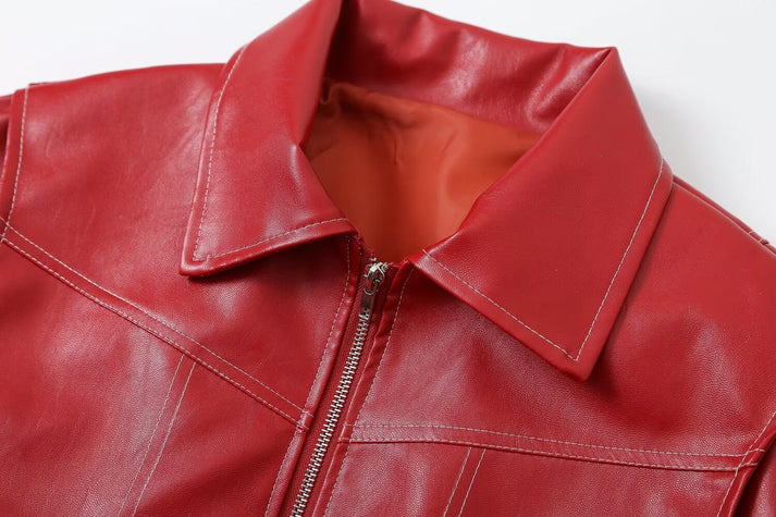 Auffällige, übergroße Kunstlederjacke für Damen