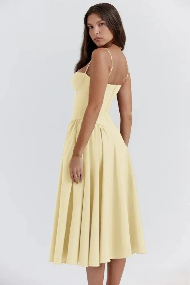Heidi-Mode | Korsett Midikleid mit Ärmeln Attraktive Passform