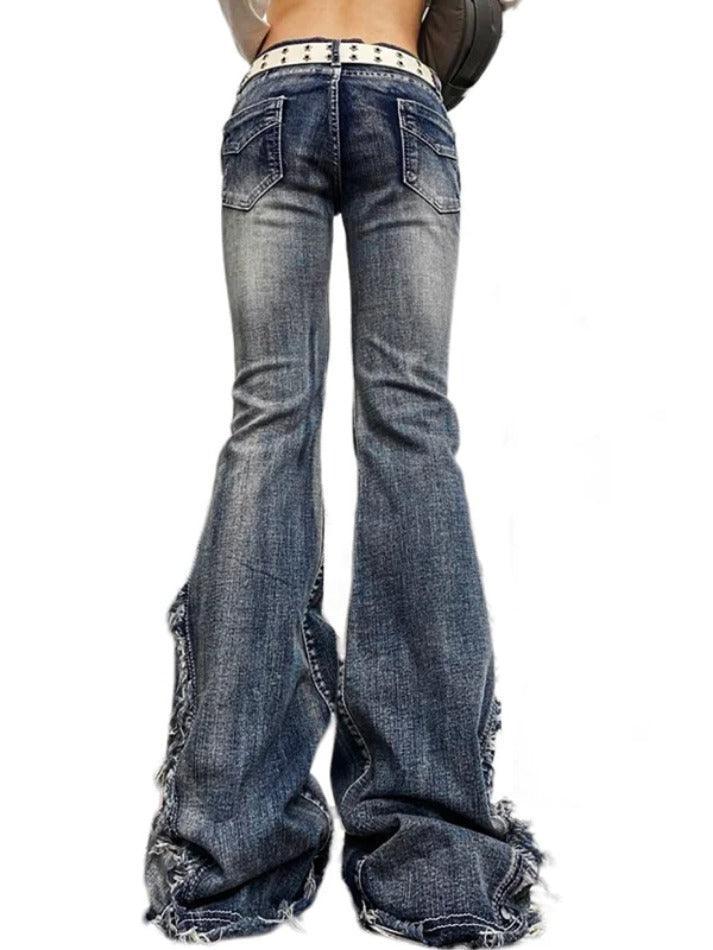 Heidi-Mode | Raw Trim Splice Niedrigschnitt Flare Jeans