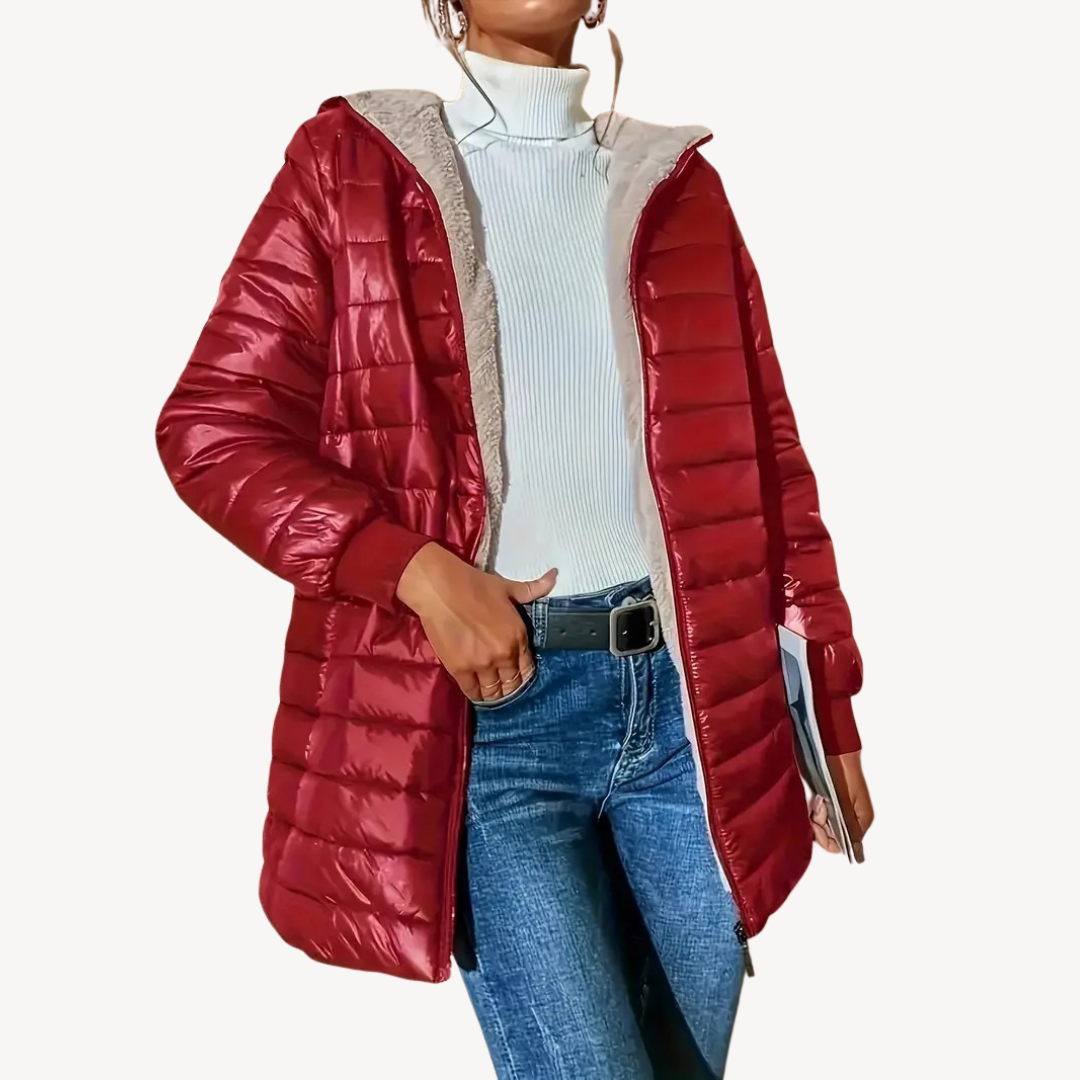 Heidi-Mode | Damen Kunstpelz Futter Gesteppte Kapuzenjacke