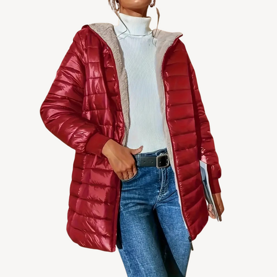 Heidi-Mode | Damen Kunstpelz Futter Gesteppte Kapuzenjacke