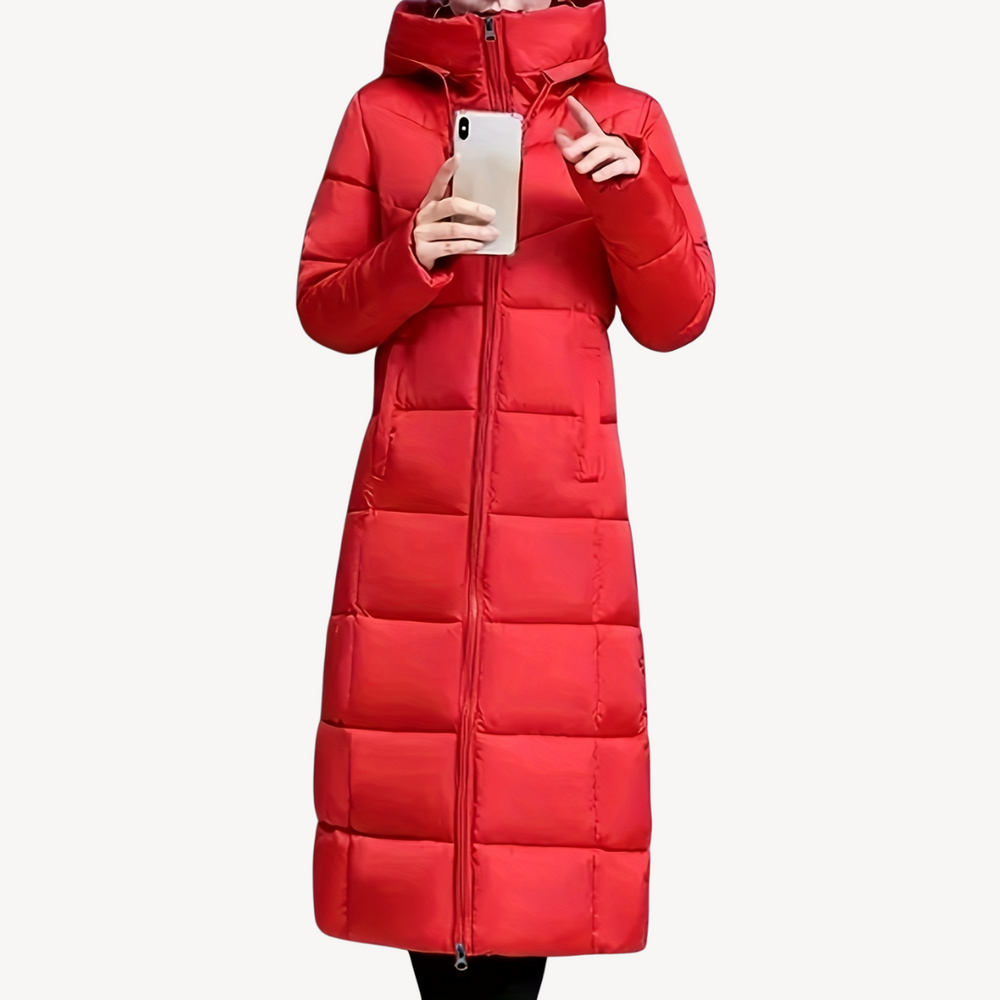 Heidi-Mode | Damen Lange Pufferjacke mit Kapuze