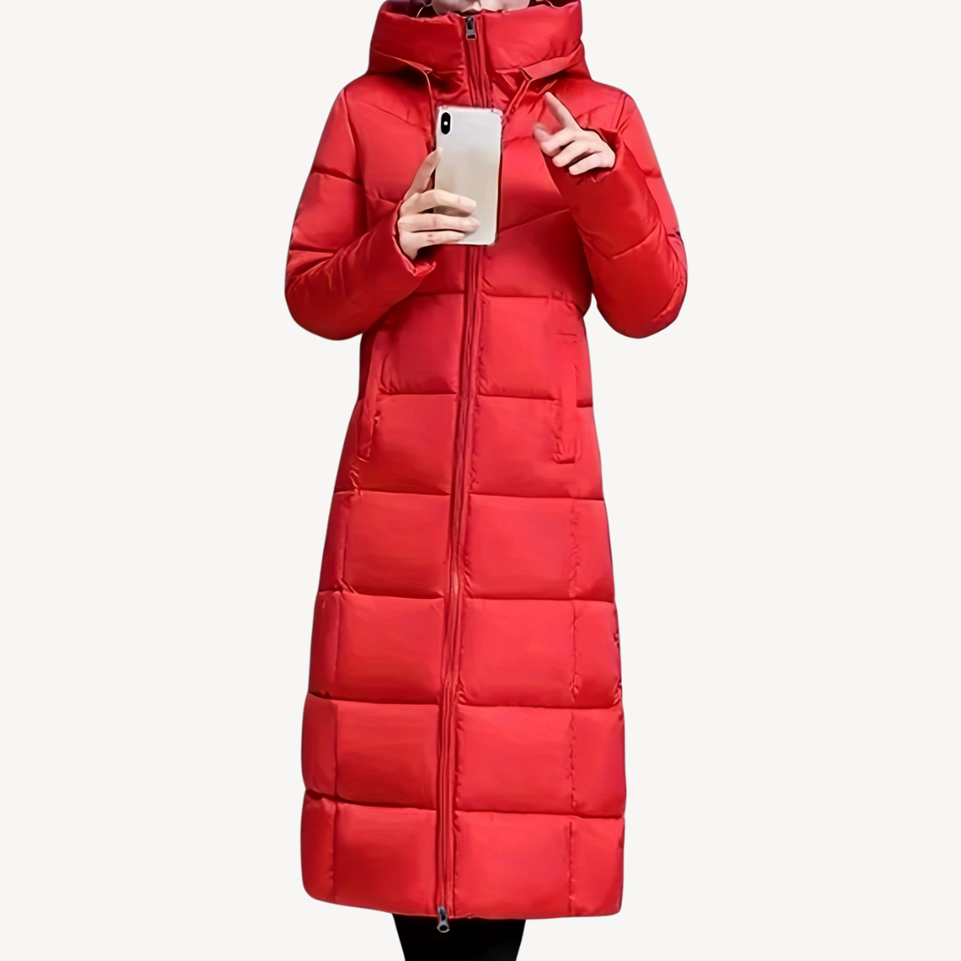 Heidi-Mode | Damen Lange Pufferjacke mit Kapuze