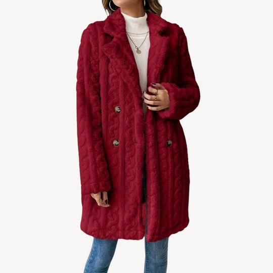 Heidi-Mode | Damen Doppelreihiger Kunstfellmantel